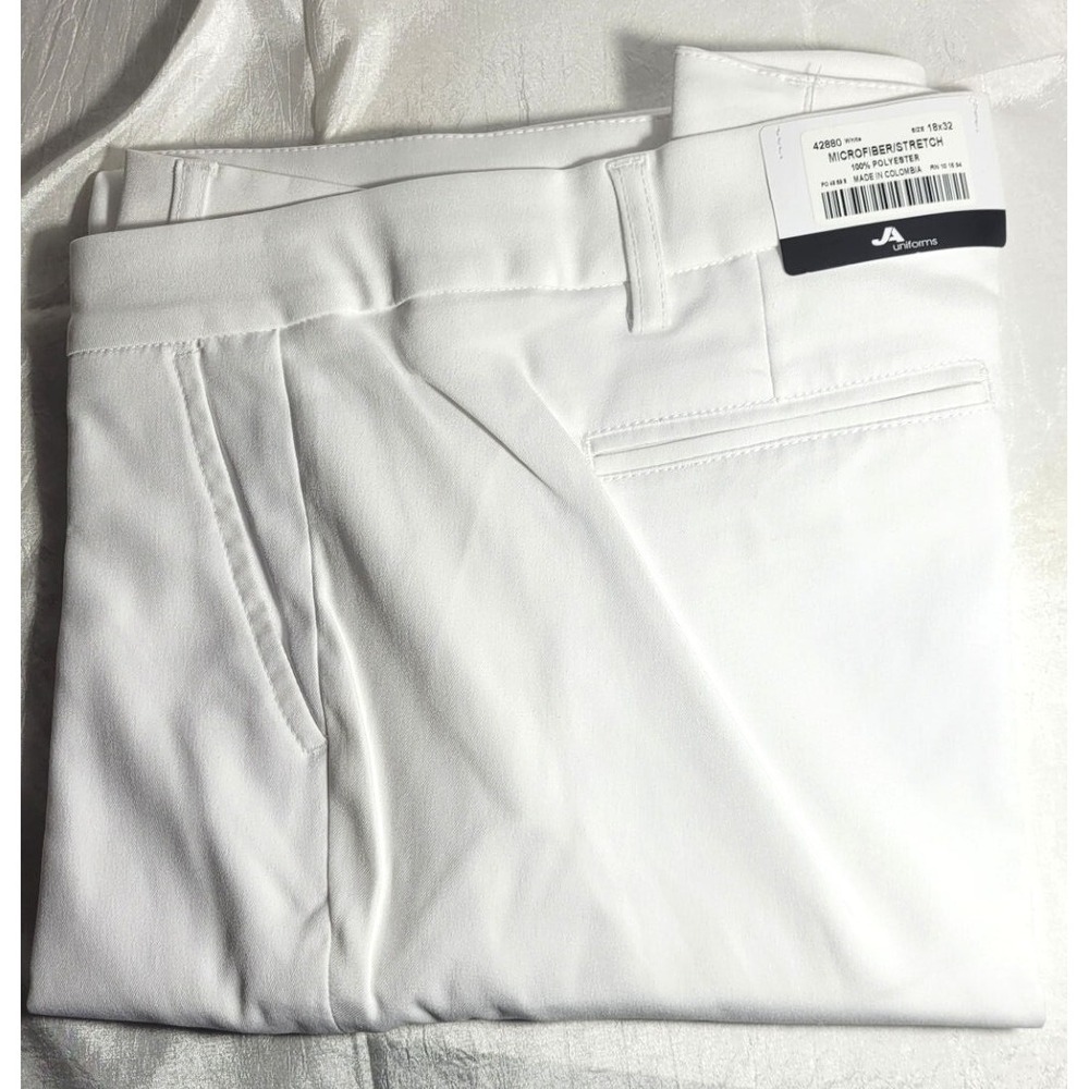 JA Uniforms Women's Hospital Duty‎ White Microfiber Pants - Size 18 x 32" Inseam